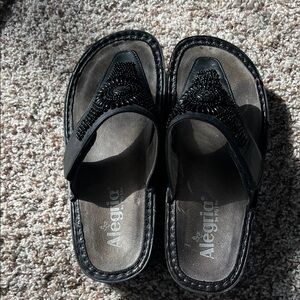 Alegria Black Beaded Slide